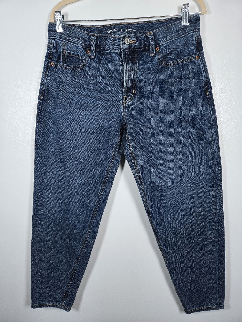 Old Navy Button Fly Mid Rise Slouchy Taper Barrel Leg Ankle Denim Jeans Size 4